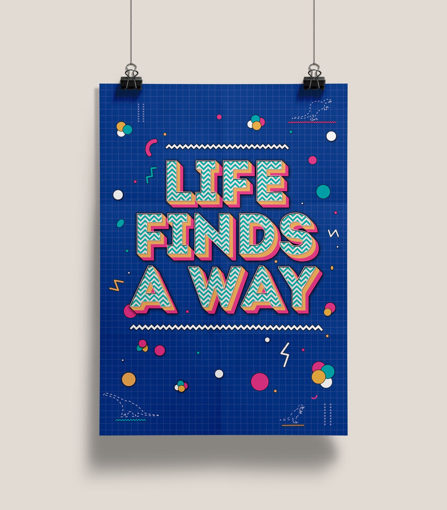 Image of Jurassic Park - Life Finds A Way print. 