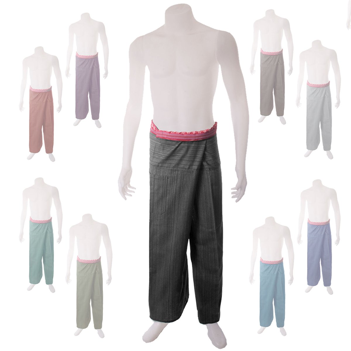 Thai Clothing Direct — Medium Weight Pin Stripe Cotton Thai Fisherman Pants
