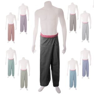 Image of Medium Weight Pin Stripe Cotton Thai Fisherman Pants