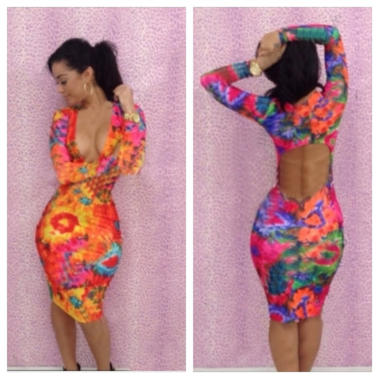 Image of Colorful Tie Dye Bodycon Dress