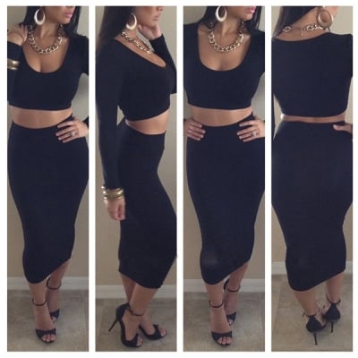 Image of Black Pencil Skirt 2 PC 