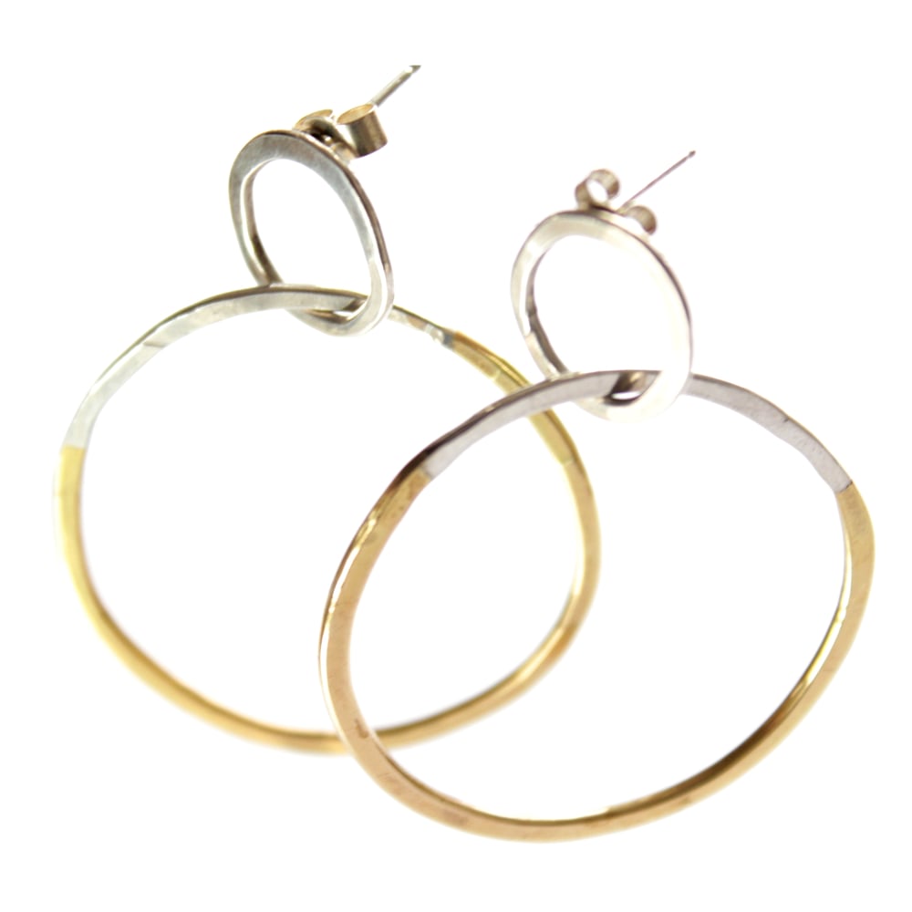 Image of Mixed metal double hoops 