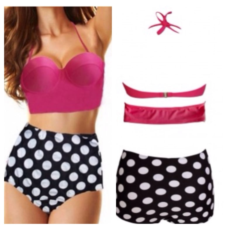 Image of Retro Pink and Polka Dot Bikini