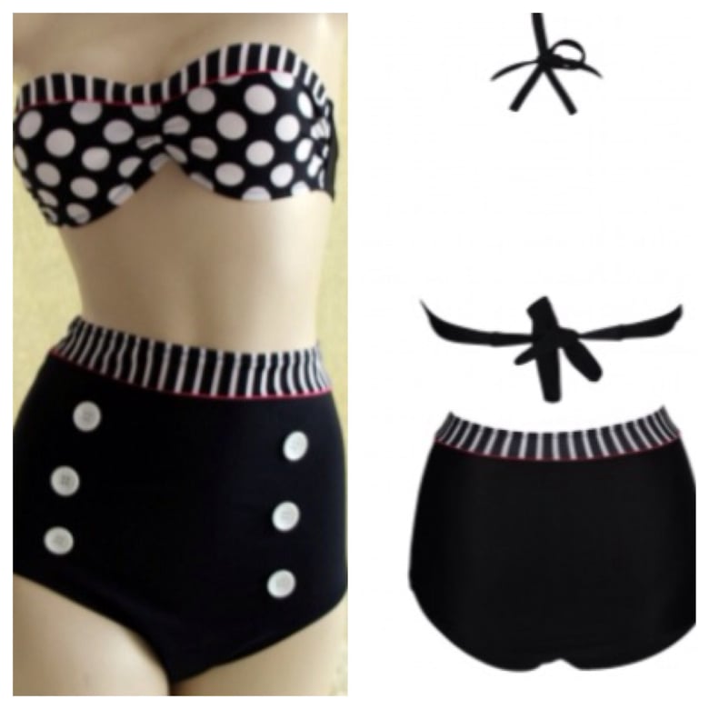 Image of Vintage High Waist Polka Dot Bikini