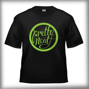 Image of Black Cotton T-Shirt with Lime Green Graphic