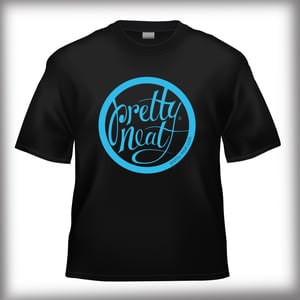 Image of Black Cotton T-Shirt with Blue Graphic