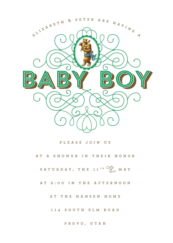 Image of Mama Bear Baby Shower Invitation -Color Matched