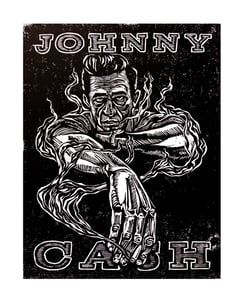 Image of Johnny Cash Woodcut
