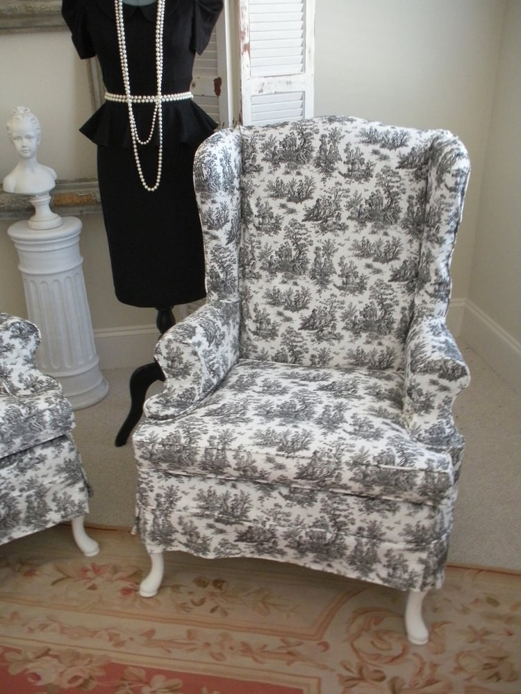 Image of Toile Wing Chairs