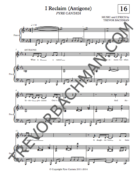 Image of 'I Reclaim (Antigone)', PYRE CANTATA Sheet Music