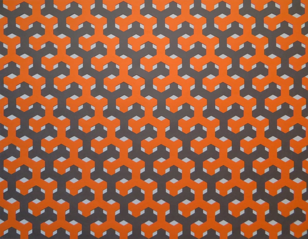 Image of Hexagon Weave- Grey and Orange