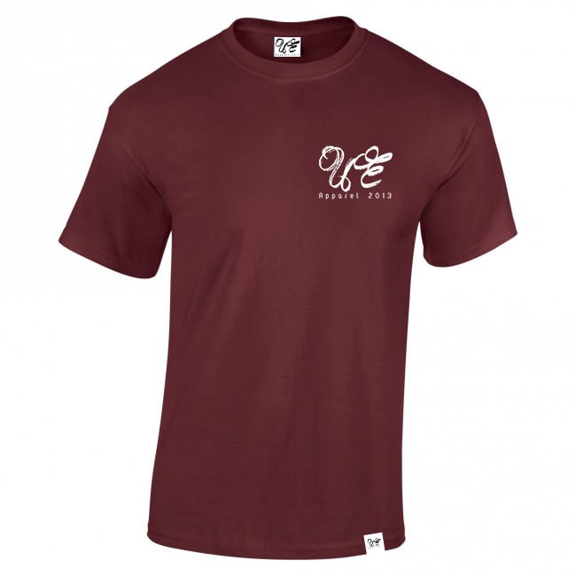 Image of Rolled Burgundy Tshirt - Breast Logo