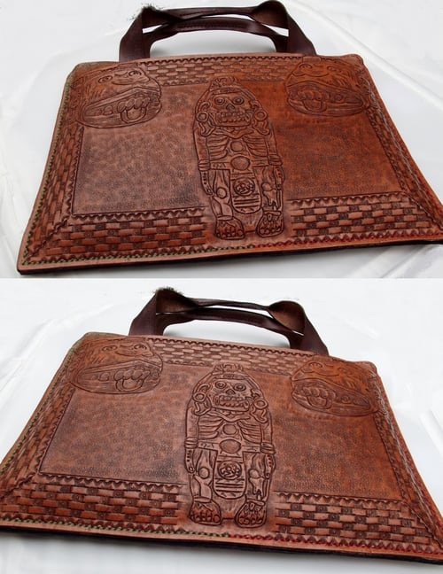 Image of Custom Hand Tooled Briefcase Style Laptop Computer or Tablet Bag Case. Your image/design or idea.