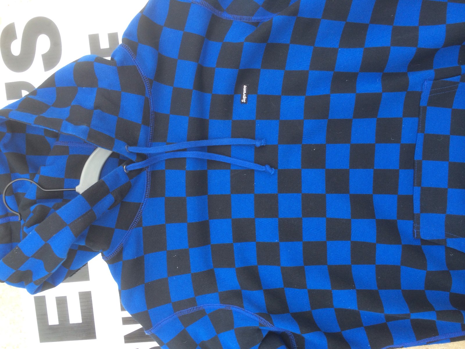 blue checkered hoodie