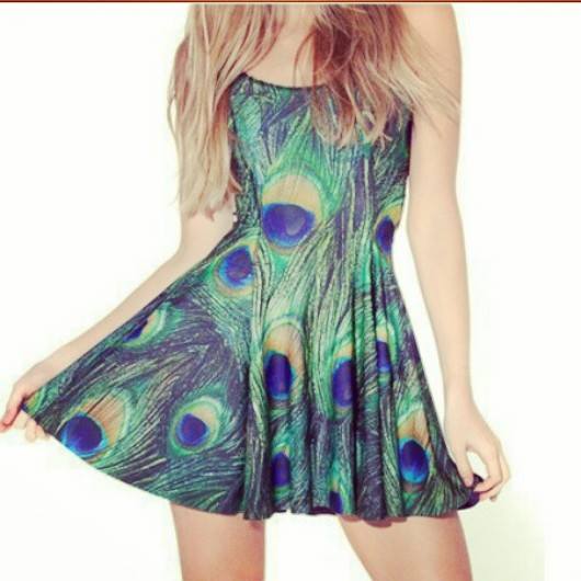 Image of Peacock Reversible Skater Dress