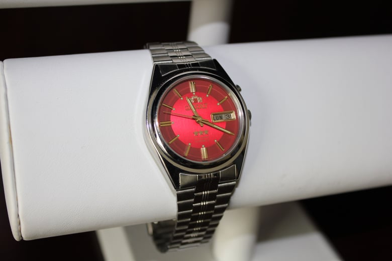 Image of Orient Silver & Red Analog Watch