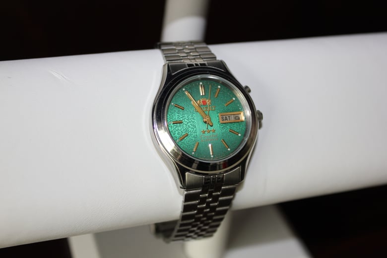 Image of Orient Silver & Green Analog Watch