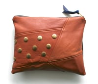 Image 1 of *NEW* Edit Repurposed Leather Zip Clutch/Pouch {Cognac}