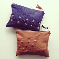 Image 3 of *NEW* Edit Repurposed Leather Zip Clutch/Pouch {Cognac}