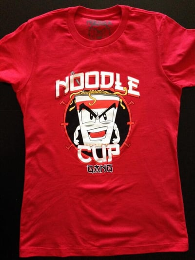 Image of Men and Women Noodle Cup Red Tee