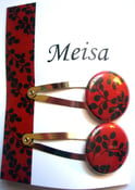 Image of Red & Black Floral Hair Clips