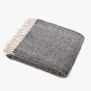 Pure Wool Herringbone Throw Mustard / Hus