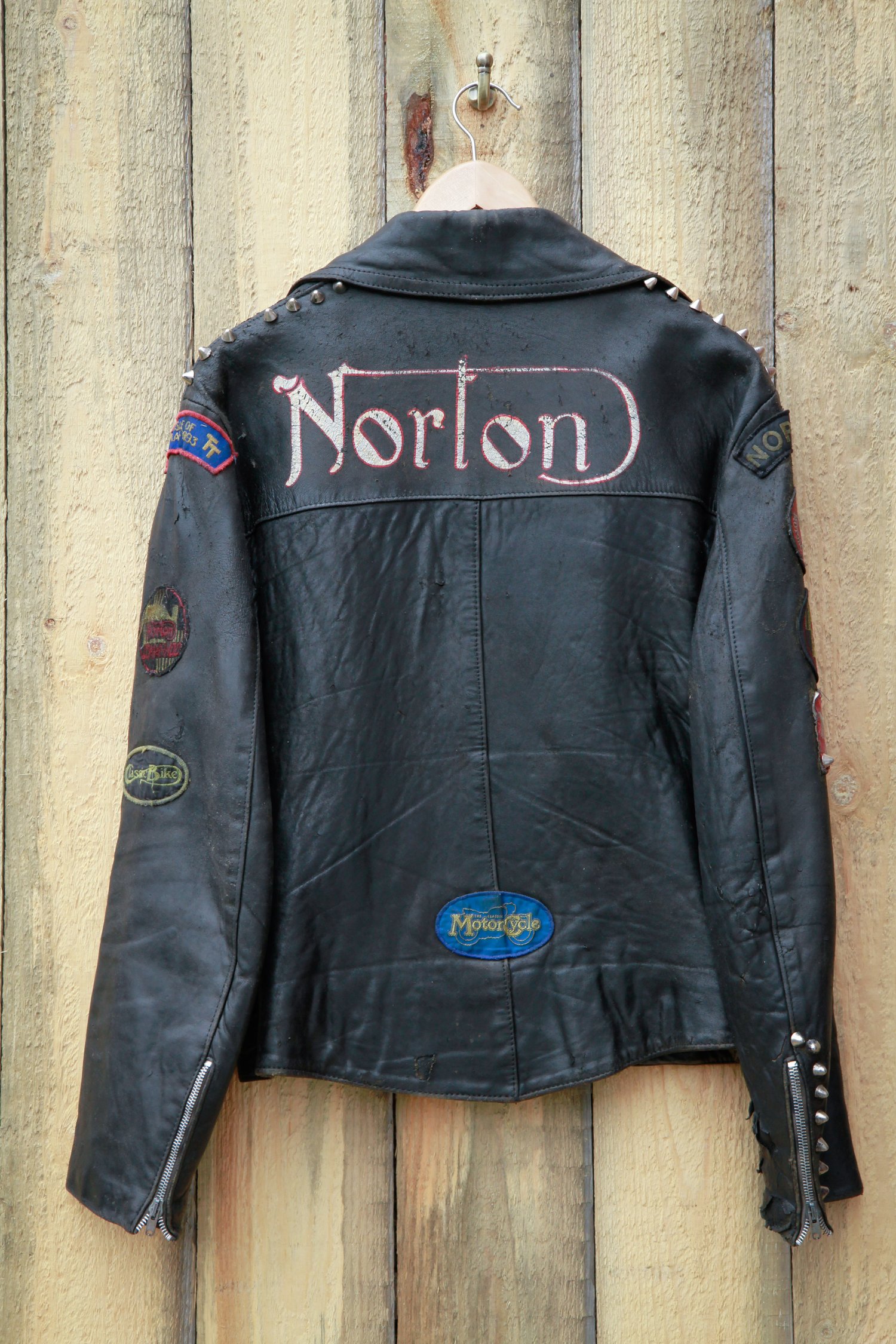 Image of Vintage Kett Rocker's Jacket Size 42 Studs Patches Norton