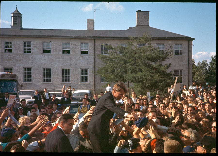 Image of Bobby Kennedy Greets A Crowd At Hofstra University: 1964