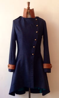 Image 4 of Leather and tweed commander coat