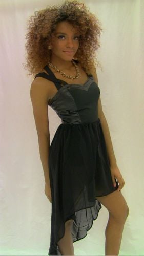 Image of Black Hi-Low Chiffon Dress