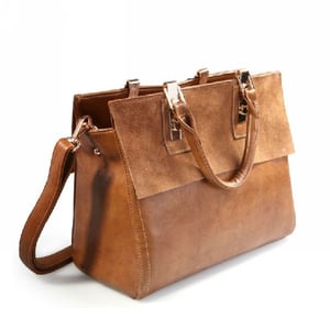 Image of Retro British Style Scrub Leather Handbag