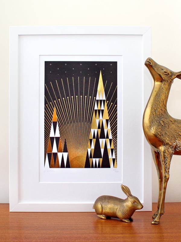 Image of Golden Dawn art print - Limited Edition black with gold foil