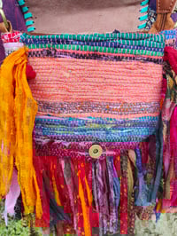 Image 7 of FRILL MINI body cross Sari bag with ruffles - detachable strap wear on waist too evil eye protection