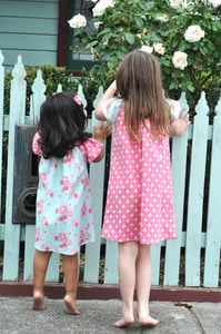 Image of Blue and pink peasant dress