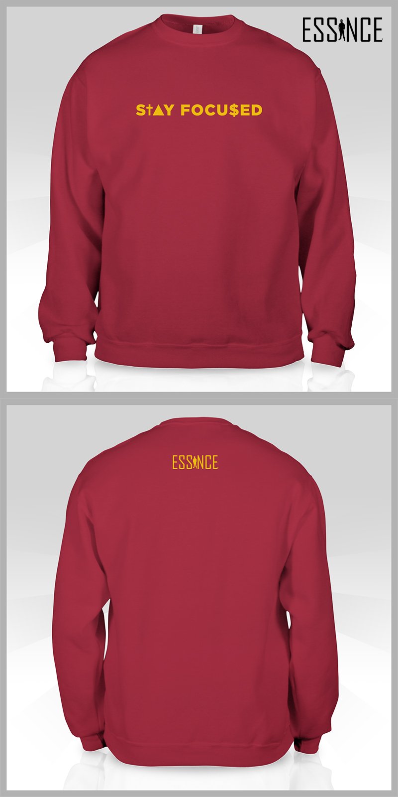 Image of STAY FOCU$ED Crewneck (wine/gold) *LIMITED EDITION*
