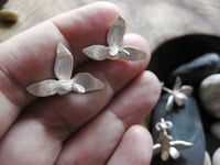 Image 3 of Heart orchid stud earrings: hand forged in sterling silver