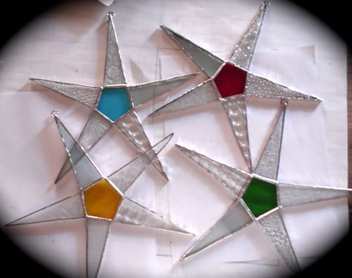 Image of Wishing Star/solid center-stained glass