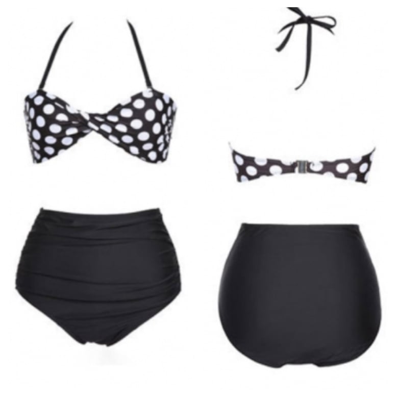 Image of Vintage Style High Waisted Polka Dot Bikini