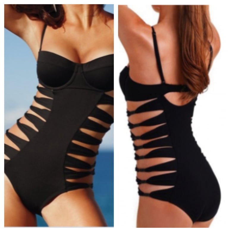 Image of Black Cut Out One Piece Swimsuit