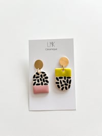 Paire de boucles d'oreilles céramique BOOMA PM rose et citron