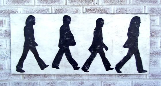 Image of The Beatles - Large Wall Art wood sign - hand cut 41" silouette of each Beatle 