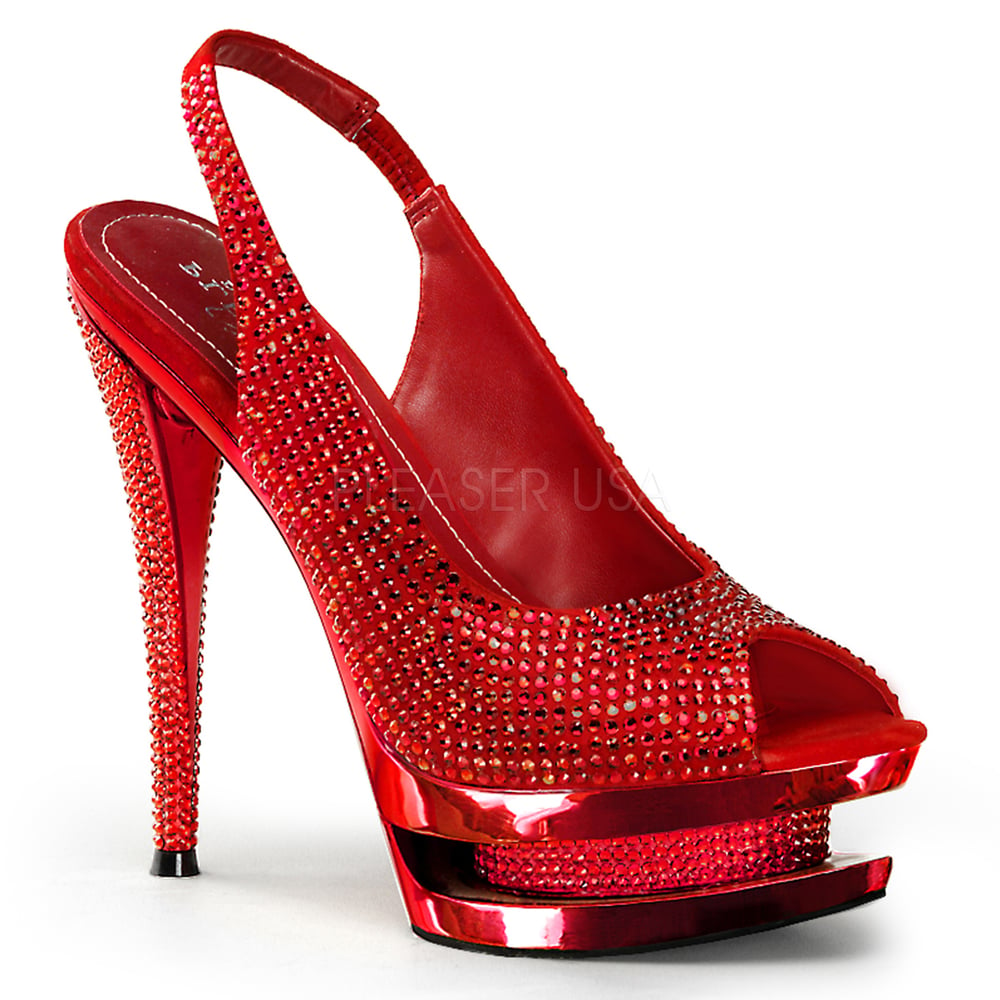 Image of Red Suede Chrome Slingback