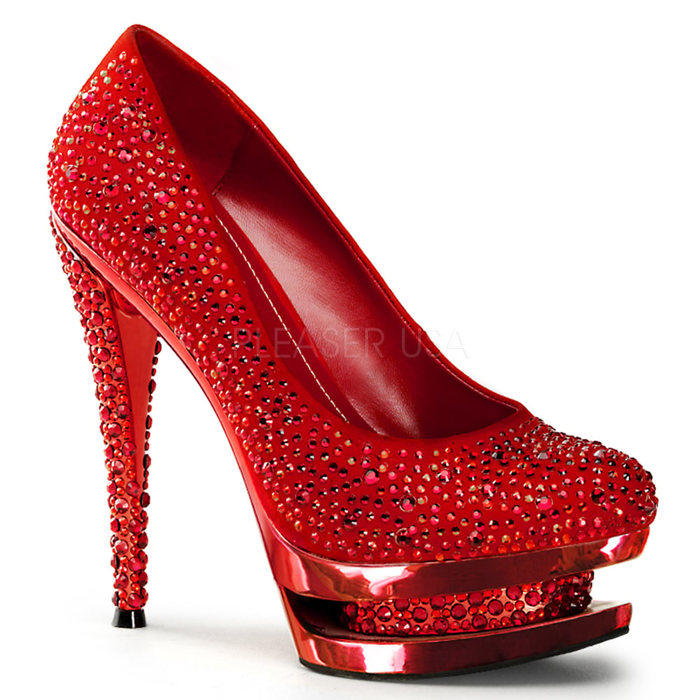 Image of Red Pump w/ Rhinestones Embellished