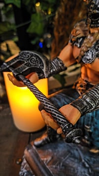 Image 2 of 👑The Armored Kingdom Kneeling Norse Valor Warrior Stand Holder