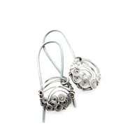 Image 1 of Small Circles Earrings. Oxidized Silver Jewelry.