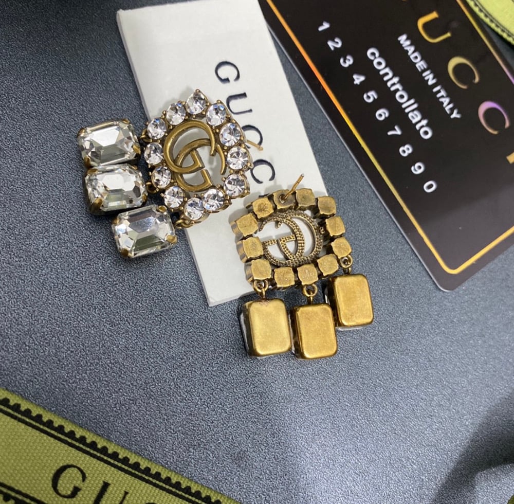 Double G Earrings With Dangling Crystals | Xclusive Stylzz