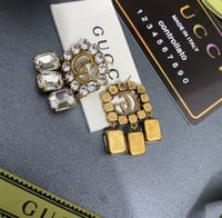 Image 5 of Double G Earrings With Dangling Crystals