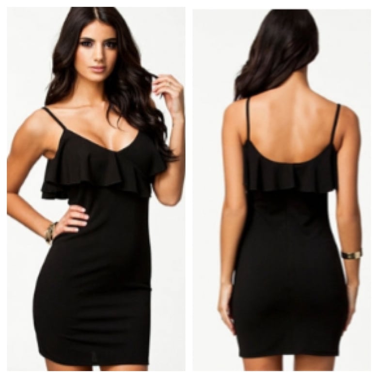 Image of Frilled Neck Bodycon Midi Dress