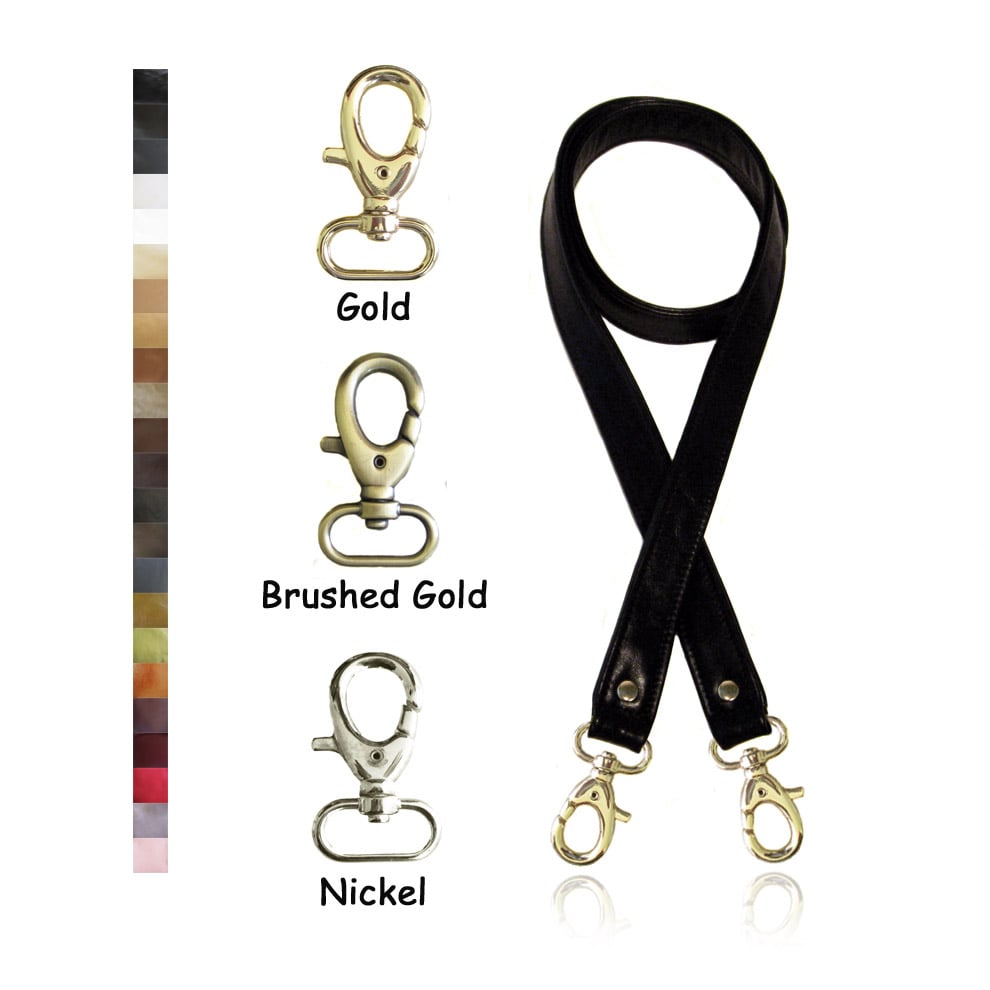 Image of Crossbody / Messenger Bag Strap - Choose Leather Color - 50" Length, 1" Wide, #1 Trigger-snap Hooks