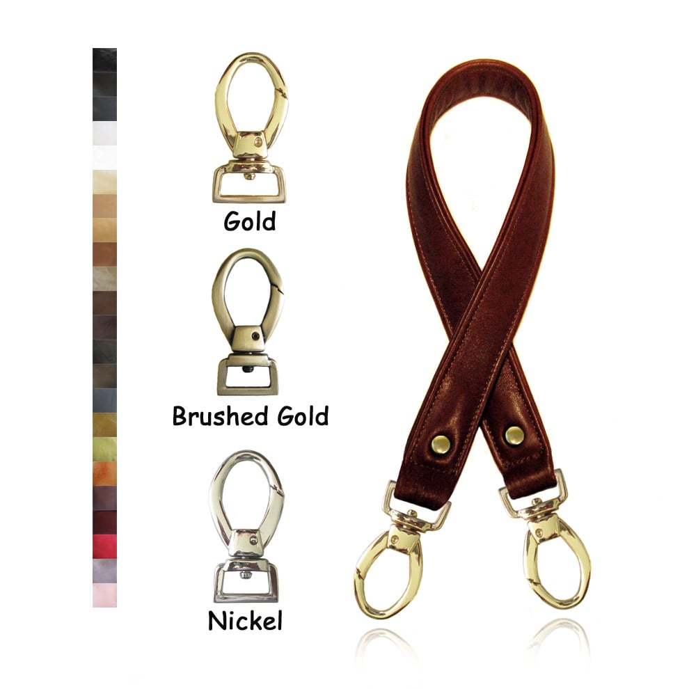 Image of Leather Shoulder Bag/Purse Strap - Choose Color & Finish - 30" Length, 1" Wide, #2 Egg-shape Hooks